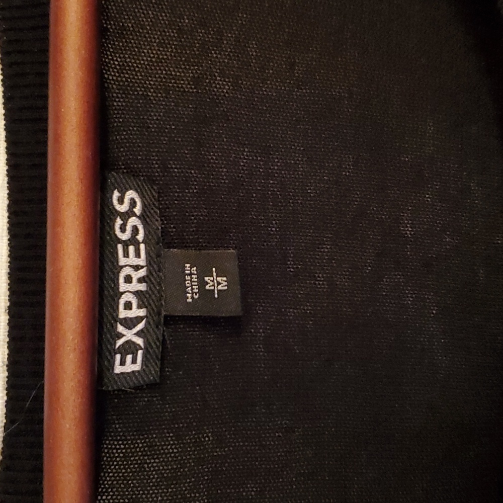 EXPRESS Long Sleeve Sweater Sheer Pleated on Half of Back Black Medium - Picture 7 of 8
